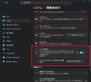 設定アプリでsudoを有効化